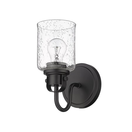 Z-Lite Kinsley 1 Light Wall Sconce, Matte Black And Clear Seeded 340-1S-MB